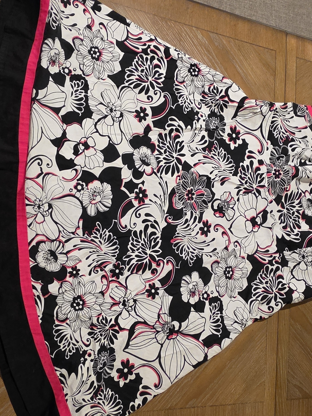 Lane Bryant Black, White & Pink Floral A Line Dress